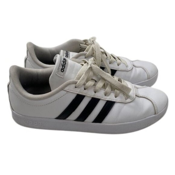 ADIDAS VL Court 2.0 Cloud White Leather Sneaker Tennis Shoes Sz 6 - Picture 1 of 13